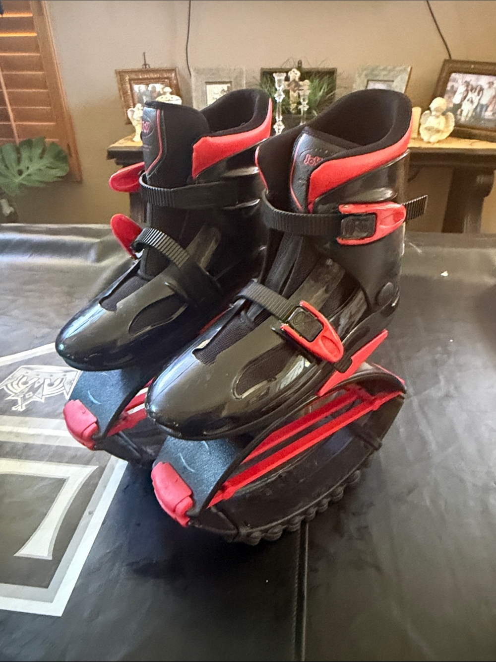 Kangaroo Black and Red Jumping Shoes with Secure Straps